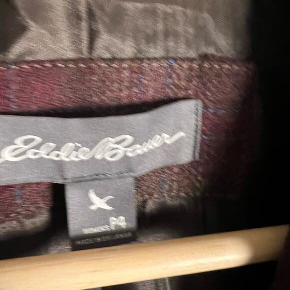 Eddie Bauer Red Gray Plaid Classic Wool Blazer Jacket Size 4P - Picture 6 of 9